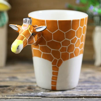 1 pcs Criativo Girafa de Cerâmica da 3D de Copa Animais dos desenhos animados de Caneca pintada à Mão Animais Verde Xícara de Chá de Camada Única de Presente Personalizado Caneca  4