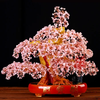 Decoração De Casa De Cristal Artificial Vaca De Dinheiro Árvore De Bonsai Sala De Estar, Área De Trabalho De Decoração Feng Shui Árvore De Natal Decorações Figurine  3