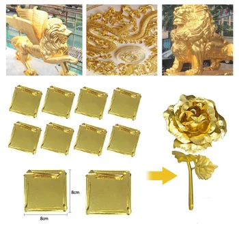 10Pcs 8x8cm Arte Artesanato Imitação de Ouro, Folha de Cobre Documentos de Folhas Folhas Folhas Dourado DIY Craft Design de Decoração de Papel  2