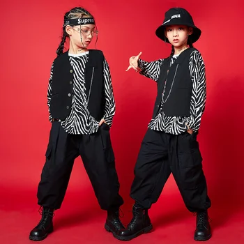 Crianças de rua, dança de acordo com meninos' hip hop roupas de moda de meninas, jazz, dança de desempenho de roupas para crianças, hip hop moda  4