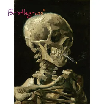 BRISTLEGRASS de Madeira, Quebra-Cabeças De 500 A 1000 Pedaços do Crânio de Esqueleto com Cigarro Vincent van Gogh Brinquedo Educativo Pintura Decoração  5