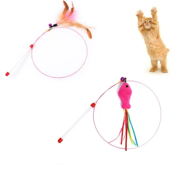 1pcs Vara Teaser do arco-íris Interativa do Gato de Jogar Longa Varinha Com Pena de Brinquedos de Gato Engraçado Brinquedo de Vara de Pesca de Gatinho Gato de Estimação Brinquedo 2022  5