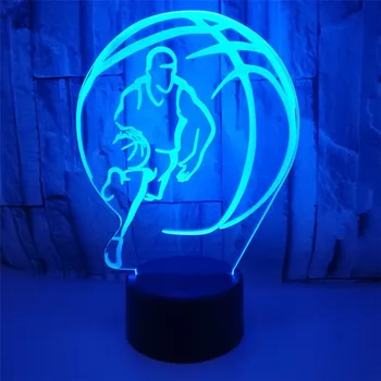 LED 3D Ilusão de Basquete Esporte Leitor de Decoração de Casa de Toque de 7 a Mudança de Cor da Lâmpada do Quarto da Noite de Luz Melhores Criança Meninos Homem Presente  5