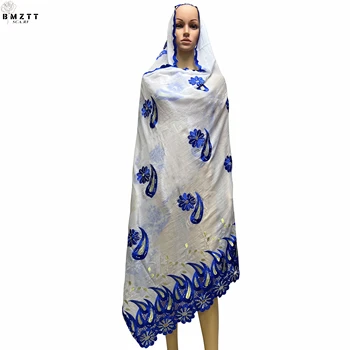 Nova Moda Africana bordados de algodão lenço de Dubai isarmik véu islâmico tamanho grande lenço de mulheres diariamente cachecol  5