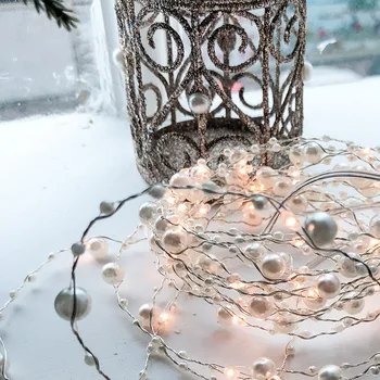 5M Pérola fio de cobre de luzes alimentado por bateria AA de decoração de casamento luzes/Natal/bolo de aniversário, decoração a luz da Noite  5