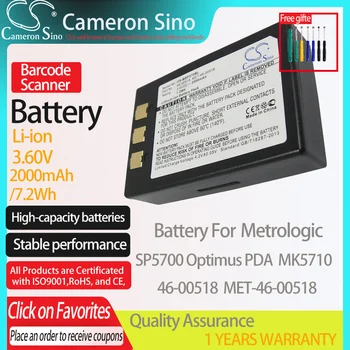 CameronSino Bateria para Metrologic SP5700 Optimus PDA MK5710 se encaixa Metrologic 46-00518 REUNIU-46-00518 Scanner de código de Barras da bateria 3.60 V  0