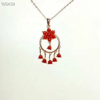 KJJEAXCMY boutique prata esterlina da jóia 925 natural vermelho coral feminino pingente do teste de apoio 3  5