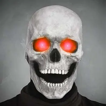 Assustador Halloween de Cabeça Cheia Máscara de Caveira Com Mordente Móvel 3D Esqueleto Máscara de Fantasia Legal Cosplay Máscara Assustadora Para 2022 Halloween  4