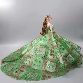 1/6 Verde Floral Vestido de Noiva Para a Boneca Barbie com Roupas da Princesa de Festa Vestido com Roupas de Noite Traje 11.5