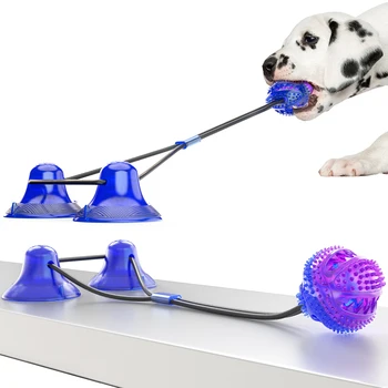 Cão Interativo ventosa Empurrar TPR Bola de Brinquedos Elástico Cordas IQ Tratar Brinquedos do animal de Estimação Cachorro Suprimentos Cão Dente de Limpeza de Mascar Jogar  5