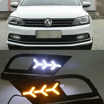 2pcs Amarelo acende as luzes de Sinal Impermeável do Carro LED DRL luzes Diurnas Luz Para Volkswagen Sagitar 2015-2018  5