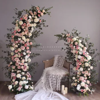 BigArtificial flores rosa chifres arco floral decoração do casamento de flor de parede de fotografia filmagem prop loja de fotografia área de decoração  5