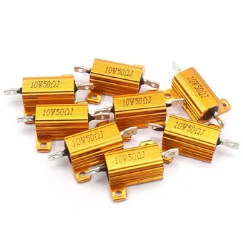 1PCS de alumínio e Ouro da shell resistor de potência RX24 0.1 1 2, 3, 5 a 10 w 10 20 50 euros 500 10 k  0