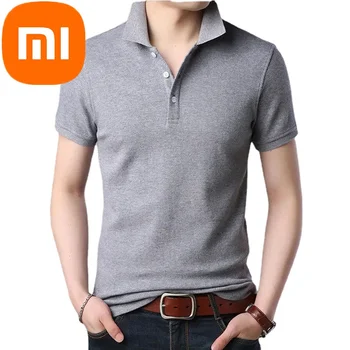 Xiaomi masculina manga Curta, com gola Polo Camisa de meia-idade Verão Fino Refinado de Enxofre T-shirt dos Homens Lapela Cor Sólida Todos-match Top  4