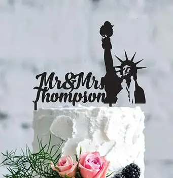 O nome personalizado MR&MRS Nova York casais de casamento em Acrílico bolo toppers chuveiro nupcial a festa de noivado de decorações  4