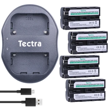 Tectra 4pcs NP-F550 NP F550 Câmara do Li-íon Bateria + USB Dual Carregador para Sony NP-F570 CCD-SC55 CCD-TRV81 DCR-TRV210 MVC-FD81  10