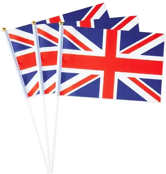 100pcs Reino Unido União de Bandeira do reino UNIDO British Mão Agitar Bandeira Pequena 14x21cm-Bretanha Mão Acenando a Bandeira com mastro de plástico  5