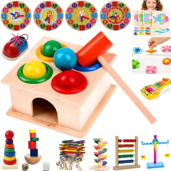 1Set de Madeira Martelando Bola Martelo Caixa de Crianças Divertido de Jogar Hamster Jogo Brinquedo Aprendizagem Precoce de Brinquedos Educativos  3