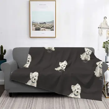 Westie West Highland Terrier Cão Cobertores filhote de Cachorro Bonito Flanela Novidade Quente Lançar um Cobertor para Cama Sala de Todos Época  5