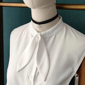 Linbaiway Falso Colar para Mulheres Doces Lapela Blusa Falso Golas Removíveis Metade Camisa Camisola de Gravata Destacável Colar Laços  10