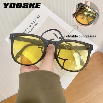 YOOSKE Moda Quadrado Dobrável Óculos de sol feminino masculino Vintage Design da Marca de Óculos de Sol das Senhoras de Condução Óculos Portátil Óculos UV  5
