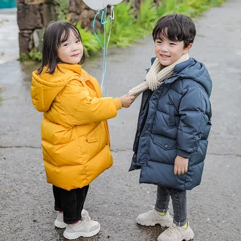 Crianças para Baixo do Casaco de Inverno coreano espessamento do desgaste das crianças em longo jaquetas, crianças sobre-o-joelho casacos  5