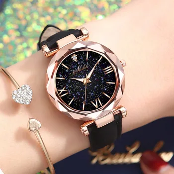 A Moda De Relógios De Luxo Homens Mulheres Estrelas Pouco Ponto Fosco Relógio De Quartzo Pulseira De Couro Relógio De Pulso Analógico Relógios Montre Femme 2022  5