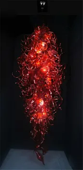 Longo Vermelho Rubi de Arte, de Artesanato de Vidro Soprado Lustre de Iluminação com Lâmpadas de LED  5