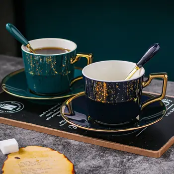 Nordic High-end de Café Taça de Cerâmica Conjunto Requintado de um Chá da Tarde Lanche da Copa do Lar pequeno-Almoço de Pão de Leite de Copo Pires de Colher  5