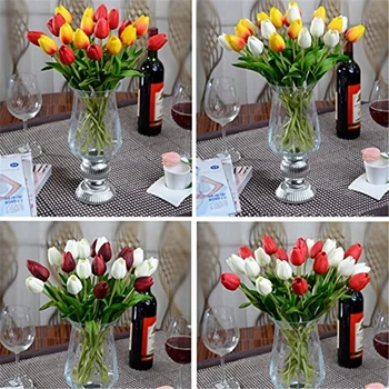 6 Pcs 31pcs/monte Látex Toque Real Mini Artificial Tulipa Flores, Bouquets Para a Casa de Casamento decorativos, flores e coroas de flores  5