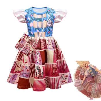A Escola, para o bem e o Mal Roupas de Crianças Meninas Sophie Princesa Vestido de Verão Voando Manga Crianças do Bebê Aniversário de Uma linha-Vestido  4