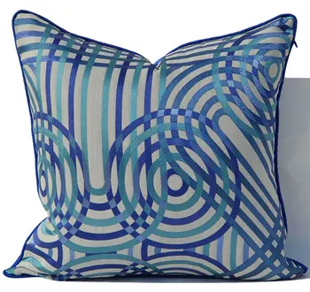 Design de moda azul geométricas decorativos jogar travesseiro/almofadas caso 45 50 55,moderno europeu capa de almofada de decoração para casa  4