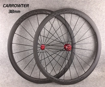 2018 CARROWTER Bicicleta rodado UD Matte Clincher 38mm de carbono de bicicleta de estrada de rodas com 23mm de largura Novatec A271 Hubs  4