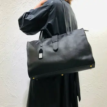 mulheres de preto grande artesanal de couro genuíno bolsa para mulheres de grande capacidade soft luxo hig qualidade deslocações diárias saco de ombro  5