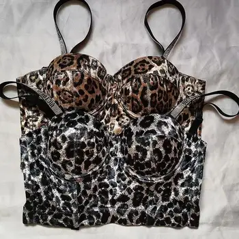 2022 marca de moda de Mulheres Sexy Leopard Cueca Strass Lingerie Plus Tamanho Sutiã Outono de Camurça Tubo Tops Camisole Mulheres do Espartilho  5