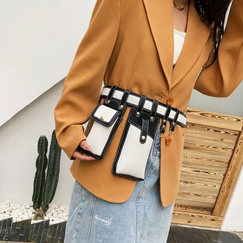 2022 Nova tendência simples capa de couro pu de personalidade cintura pacotes de peito bolsa de moda feminina, bolsa da moeda do projeto especial de ombro saco do telefone  5