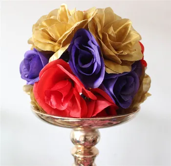 SPR frete Grátis noiva flores de plástico centro de COR da MISTURA de flores artificiais bola-casamento beijar FLOR, bola-15cm  10