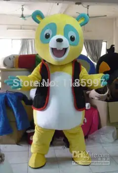 VENDA QUENTE Aceitar-custom amarelo oso urso de Halloween Traje animal da Mascote do Vestido de Fantasia frete grátis  10