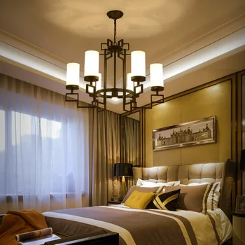 O estilo chinês de Ferro luminária pendente LED quarto de hotel sala de estar, restaurante iluminação da escadaria do corredor lâmpada ZX79  4