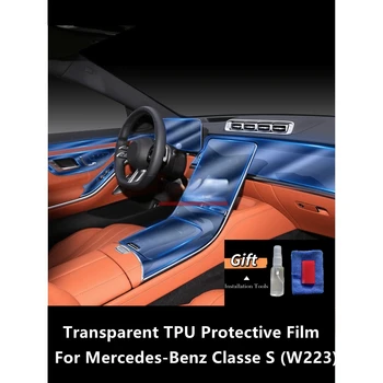 Para a Mercedes-Benz Classe S 2021 W223 Interior do Carro do Centro da Consola de TPU Transparente Película Protetora Anti-risco Reparação do Filme  5