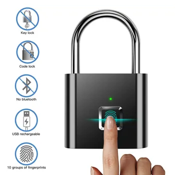 Nova impressão Digital de Segurança Cadeado de Metal de Porta Eletrônica de Cadeado Inteligente Recarregável USB Bloqueio de impressões digitais Ginásio da Escola Mala de Armário  5