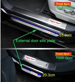 de aço inoxidável 8pcs porta do carro soleiras de chinelo placa de proteção,pedal placa decorativa,Limite de barra de proteção para o Q5 2009-2016  5