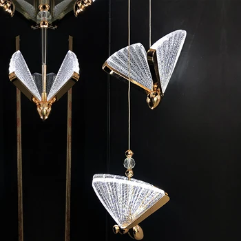 Moderno, simples borboleta única luz de cabeça de luxo INS iluminação web celebridade barra de escada pequeno lustre  5