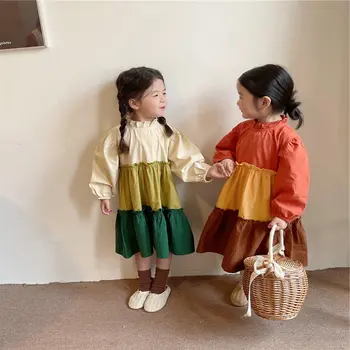 Estilo Coreano Meninas De Vestido Casual Primavera, Outono De Manga Longa De Algodão Bebê, Vestidos De Roupas Infantis  5