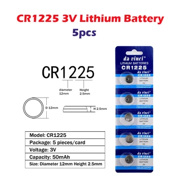 5Pcs=1Card CR1225 de Lítio de 3V Bateria de Botão 50mAh LM1225 BR1225 KCR1225 Célula Cion Pilhas Para o Relógio Brinquedo Eletrônico Remoto  5