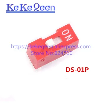 NOVO 100pcs/bag discagem Direta 1 bit de código interruptor DIP switch cor Vermelha DS-01P DS01P DS-1P DE 2,54 MM de Codificação Interruptor ON/OFF 2pins  1