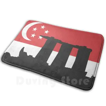 Singapura Bandeira De Marina Bay Sands Tapete Tapete Tapete, Almofada Macia Singpour Singapura, Singapura Bandeira Bandeira Drapeau Drapau Lune  0