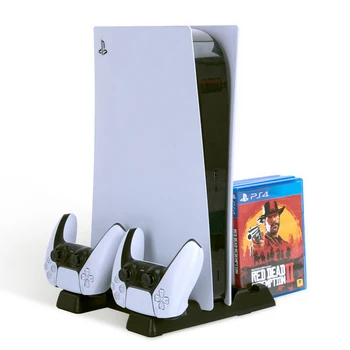 2021 Para PS5 Suporte Vertical Ventilador de Refrigeração Suporte Para SONY PlayStation 5 Edição Digital Dual Controlador de Estação de Carregador  3