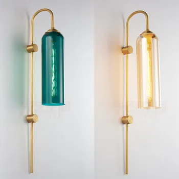 O pós-moderno, minimalista cobre lâmpada de parede atmosférica sala de estar originalidade lâmpada de parede de vidro de cores do quarto de cabeceira lâmpada de parede  5