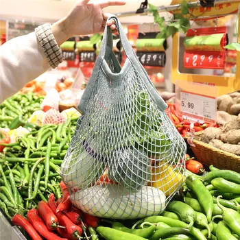 Um Supermercado Reutilizáveis Compras De Frutas Da Cadeia De Supermercado Comprador De Algodão Sacola De Malha De Tecido Líquido Tote  4